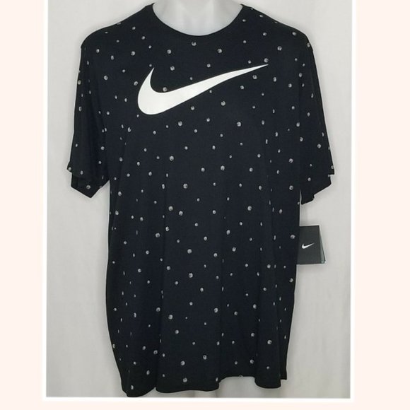 Nike Polka Basketball Print Athletic Cut Black Dri-Fit Graphic Tee - Picture 2 of 5